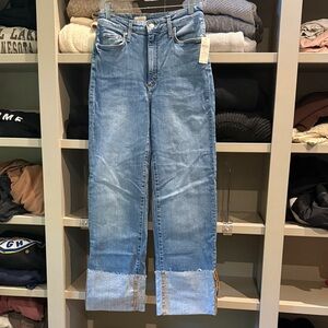 Pilcro Medium Blue Ankle Jeans with Cuffed Hem